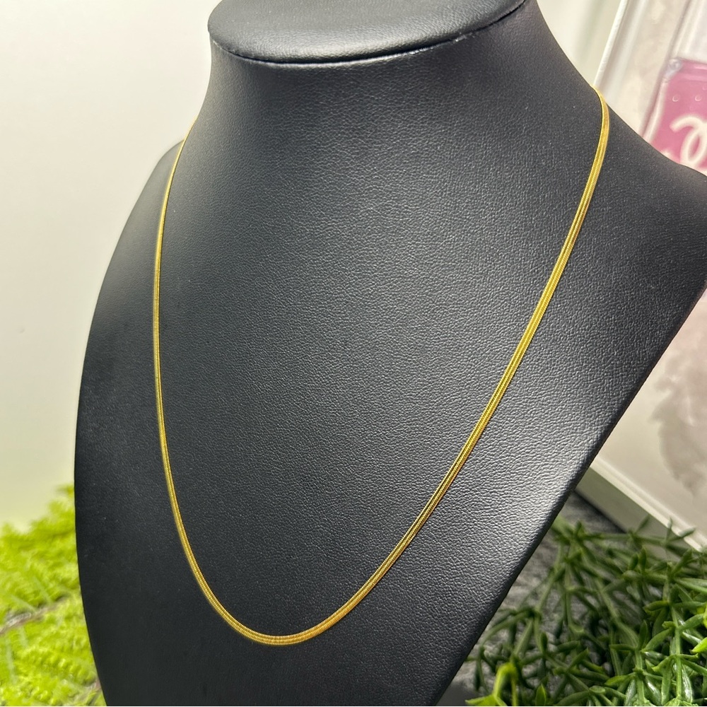 Herringbone 18k gold plated Minimalist Necklace with Fine Chain
